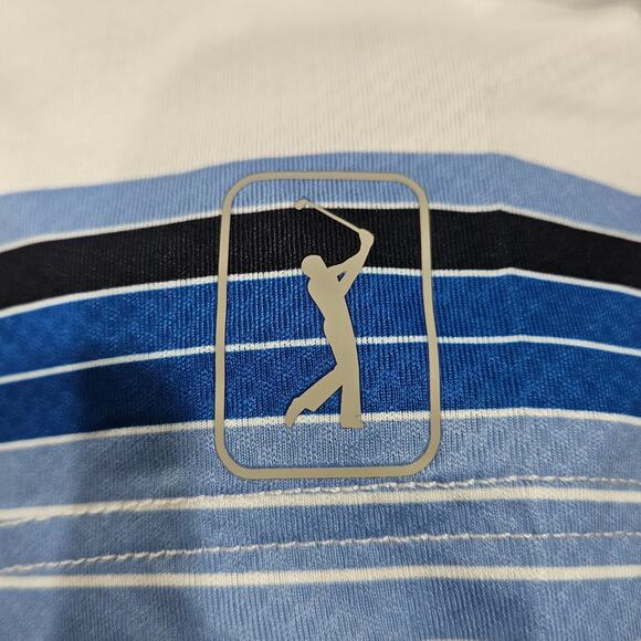 PGA Tour Pro Series Men’s Size Large White/Blue UPF‎ 50 Polo Golf Shirt NWT - Picture 2 of 8